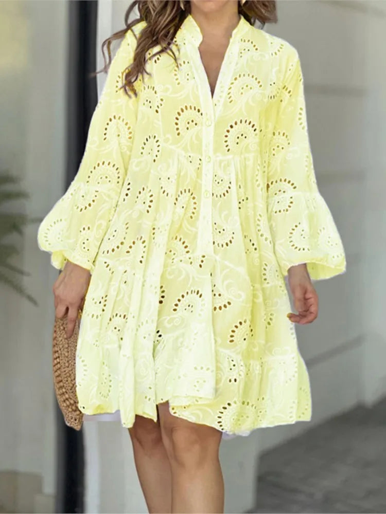 Mildred | Robe En Dentelle Avec Manches Bouffantes