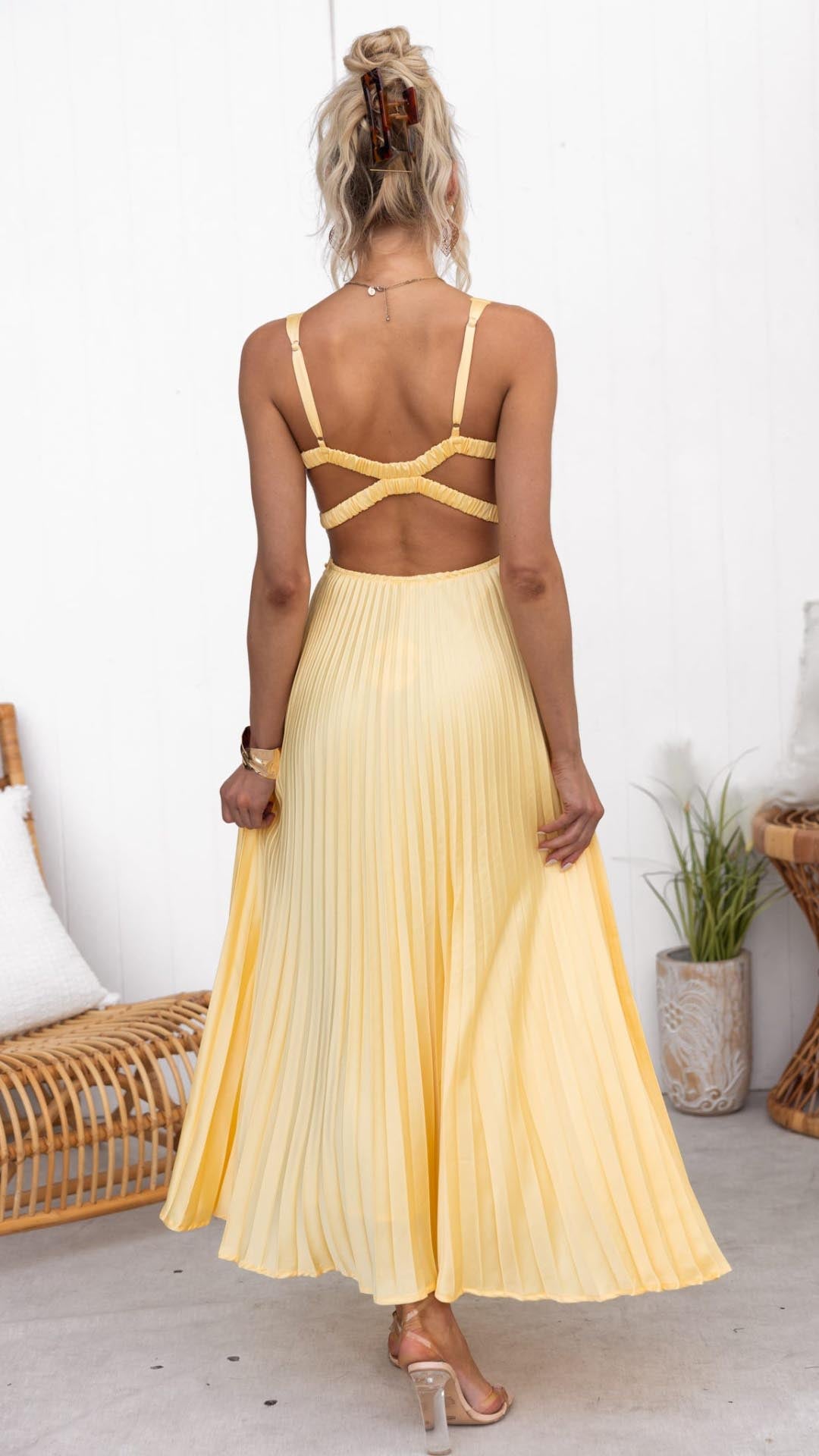Narda | Robe Longue Plissée à Décolleté en V
