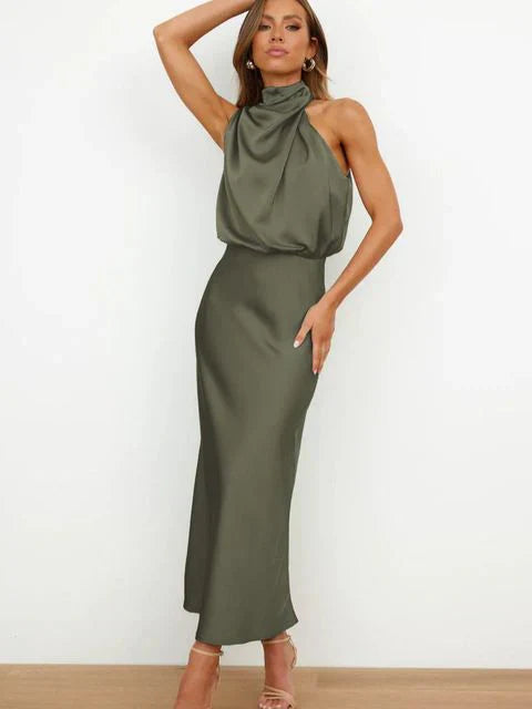 Rhea | Robe Midi Glamour à Épaules Dénudées