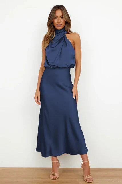 Rhea | Robe Midi Glamour à Épaules Dénudées