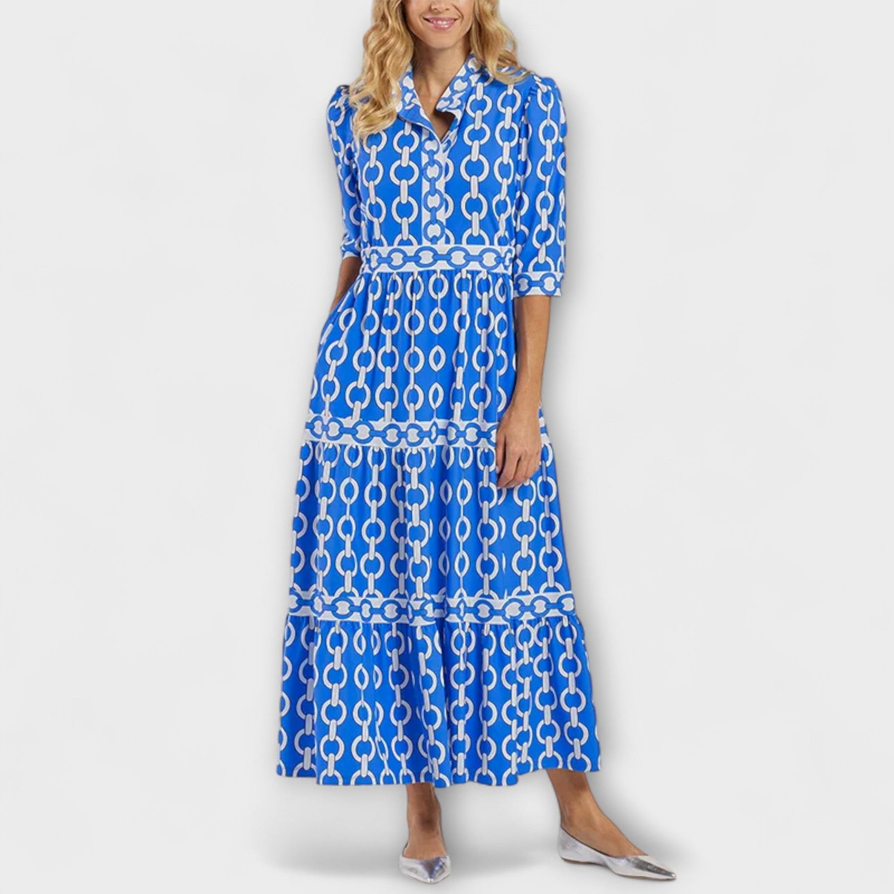 Juliette | Robe Midi À Imprimé Chaînes Chic Et Tendance