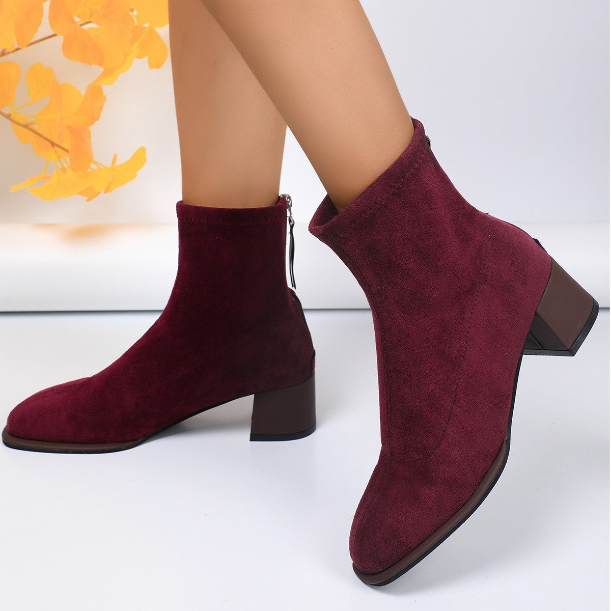 Bottes à Talon Rond Suédé - Piedis LTD Bottes à Talon Rond Suédé 0 Piedis LTD Wine Red / 36 Piedis LTD 0