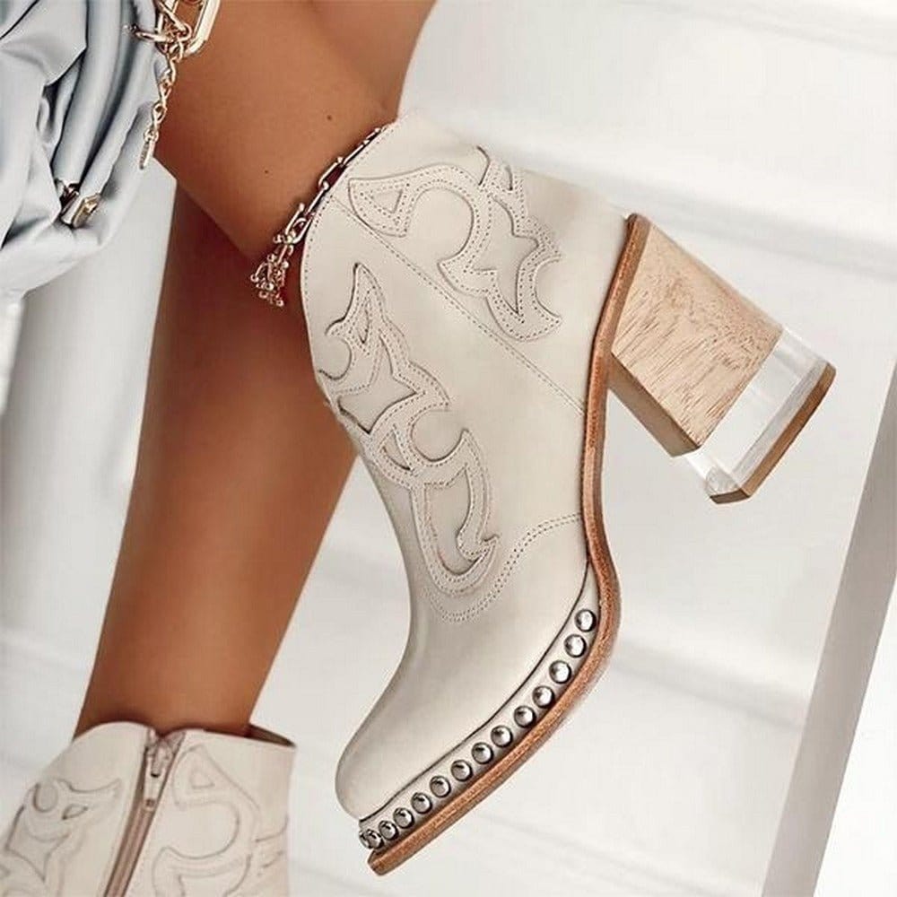 Jersey | Bottines En Cuir À Talon Sculpté