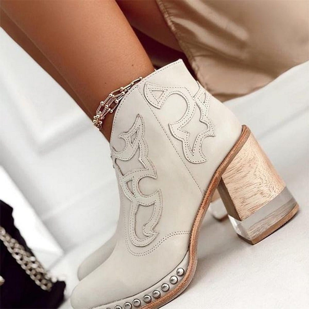 Jersey | Bottines En Cuir À Talon Sculpté