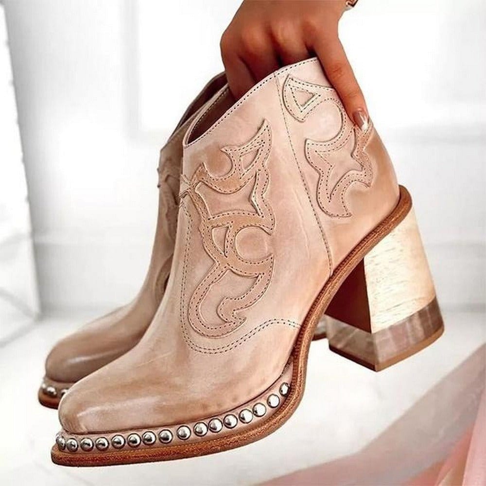 Jersey | Bottines En Cuir À Talon Sculpté