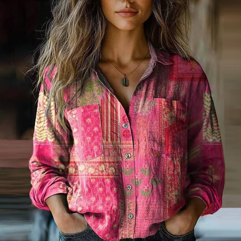Alexandra | Blouse Vintage Imprimée Au Style Rétro Élégant
