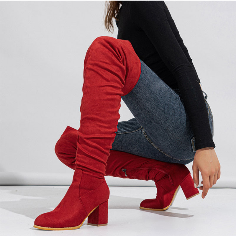 Bottes Hautes Élastiques en Daim pour Femme - Piedis LTD Bottes Hautes Élastiques en Daim pour Femme 0 Piedis LTD Rouge / 35 Piedis LTD 0
