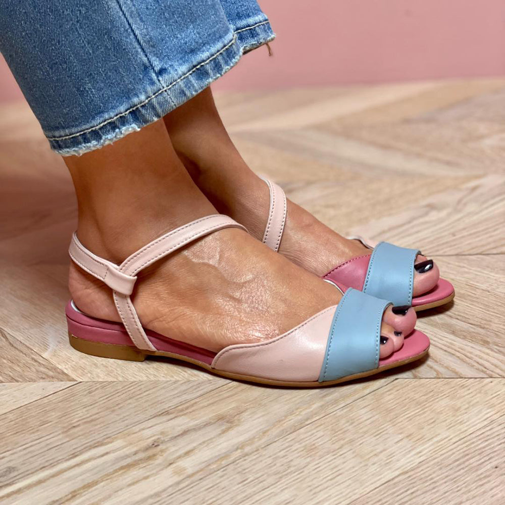 Aira | Sandales Asymétriques Bicolores En Rose Élégant