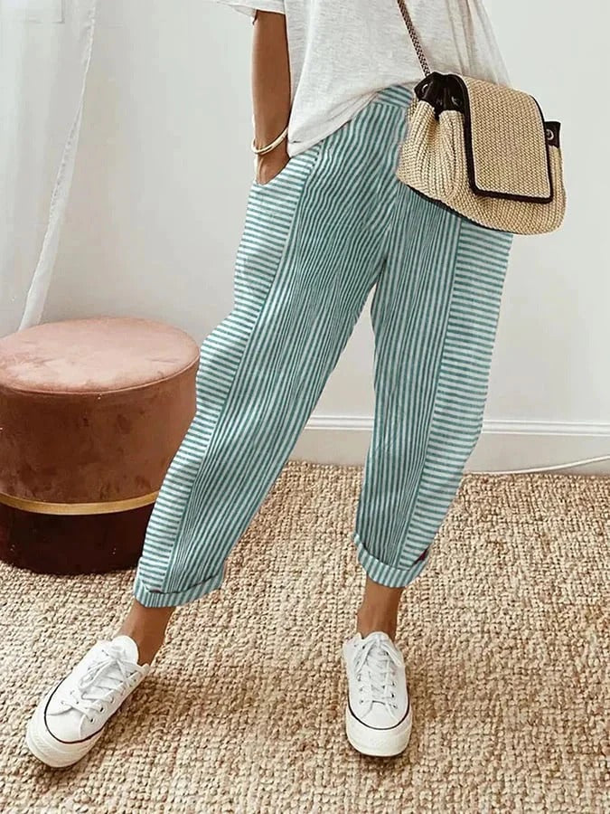 Connaissance | Pantalon Rayé Confortable Et Stylé