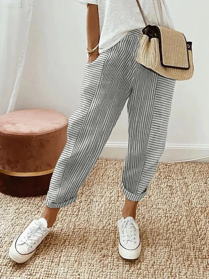 Connaissance | Pantalon Rayé Confortable Et Stylé
