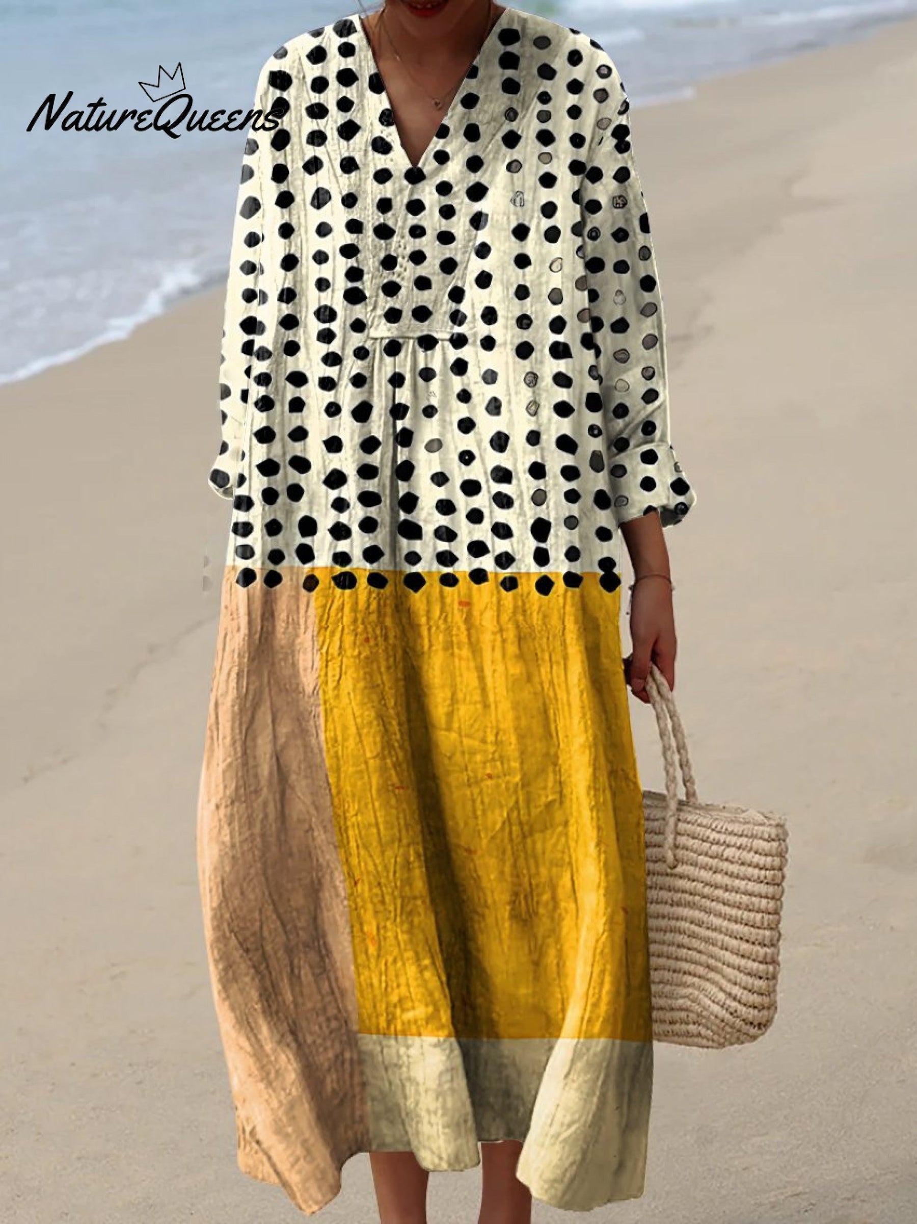 Nelle | Robe Artistique À Imprimé Aquarelle Jaune
