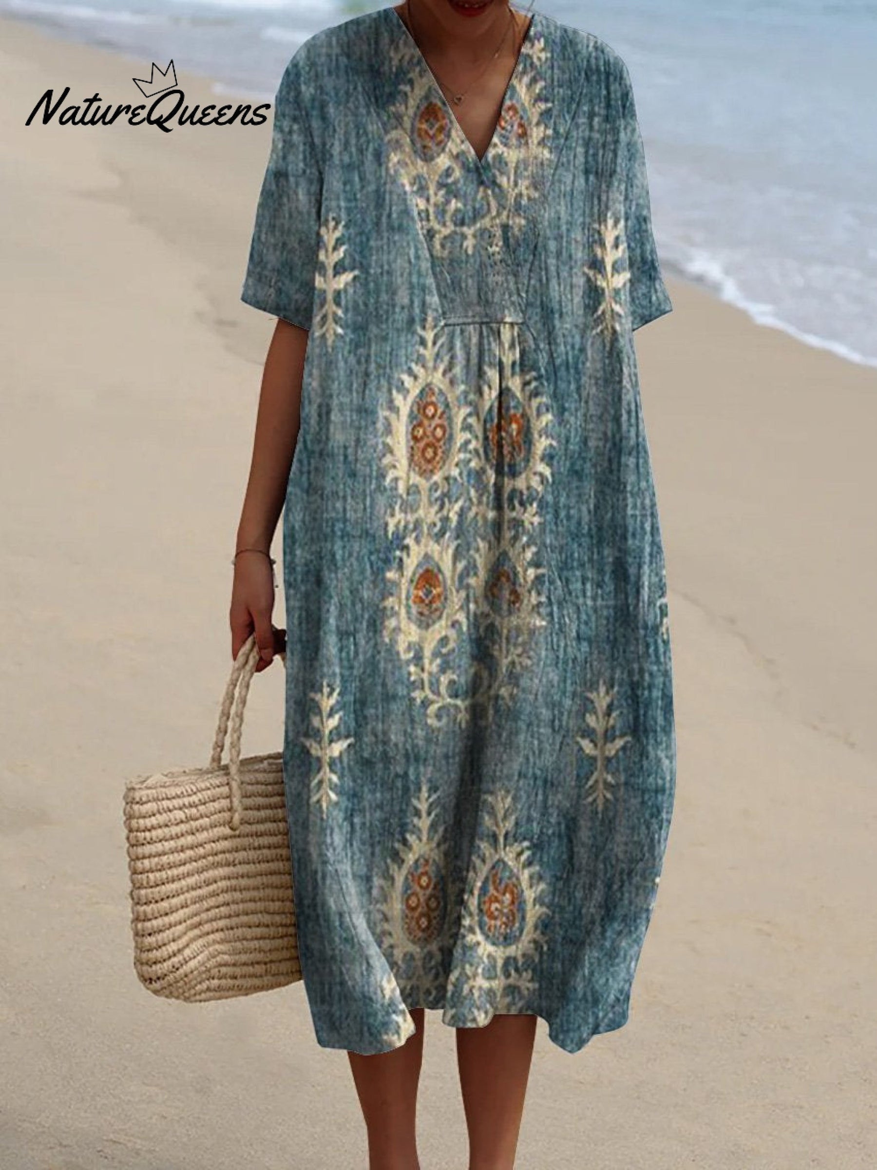 Keya | Robe Vintage En Coton À Imprimé Floral Ethnique