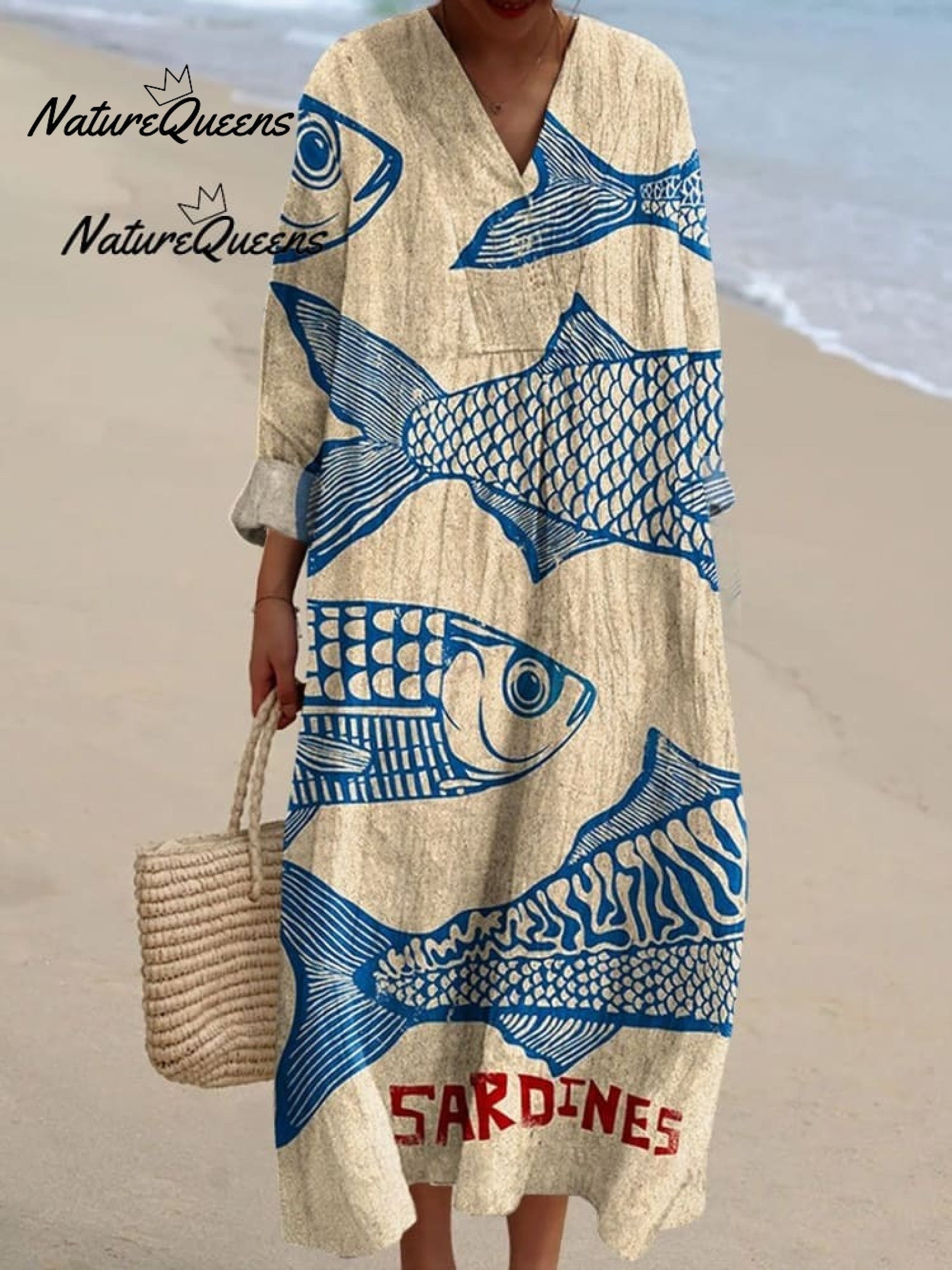 Jolina | Robe Vintage En Coton Imprimé Poissons