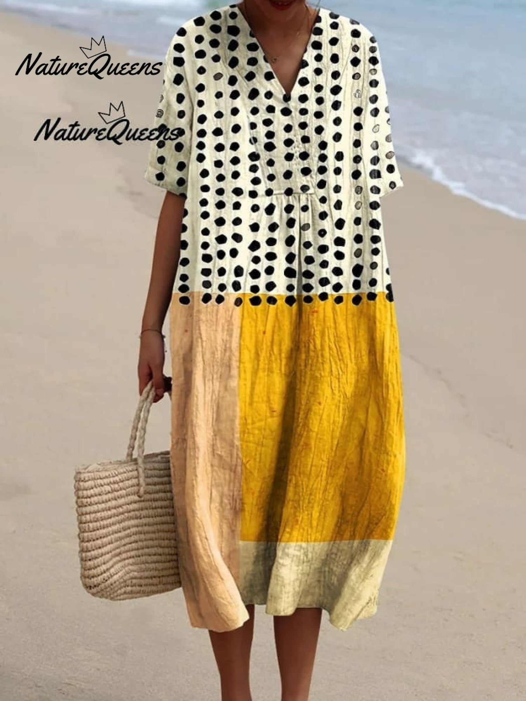 Nelle | Robe Artistique À Imprimé Aquarelle Jaune