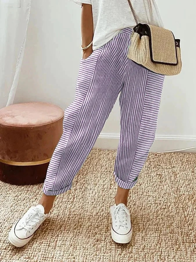 Connaissance | Pantalon Rayé Confortable Et Stylé