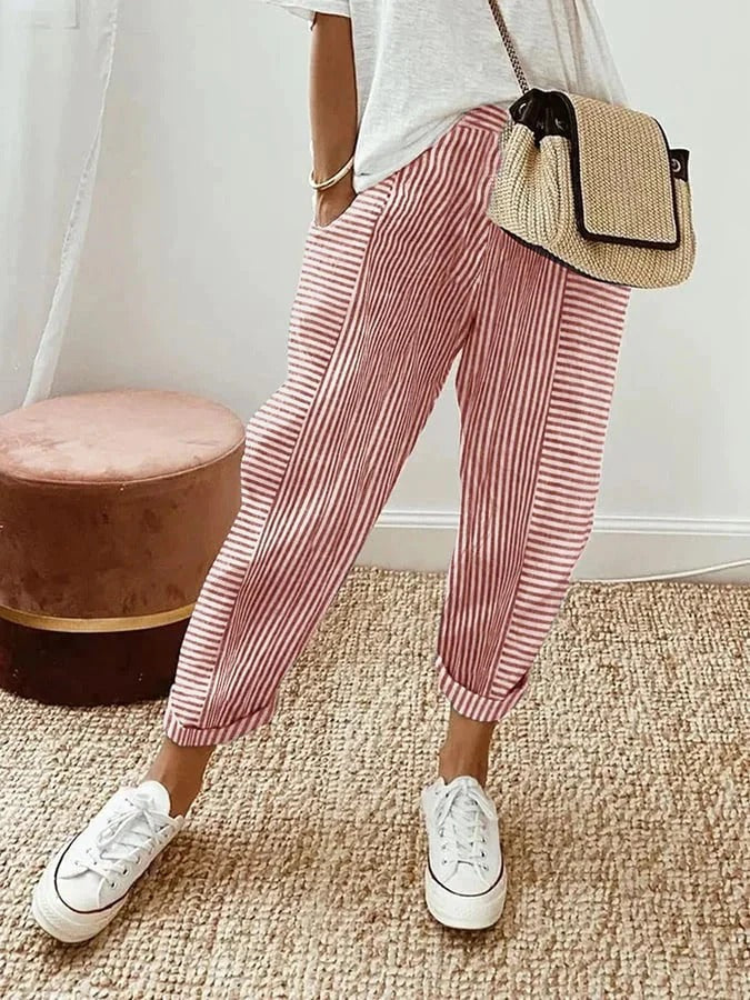 Connaissance | Pantalon Rayé Confortable Et Stylé