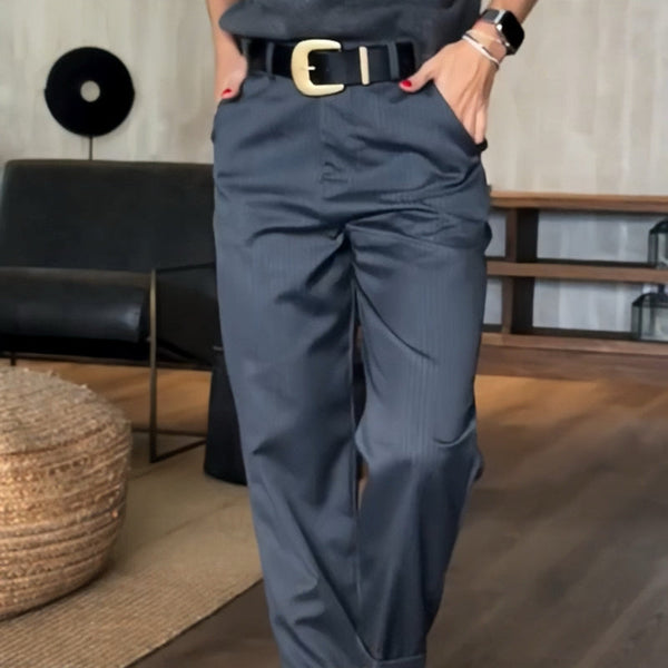 Mathilda | Pantalon Chic À Rayures Taille Haute