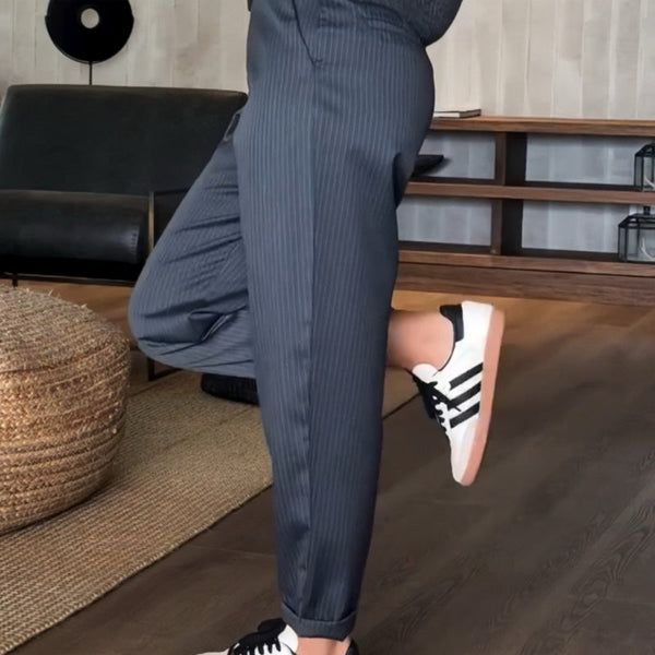 Mathilda | Pantalon Chic À Rayures Taille Haute