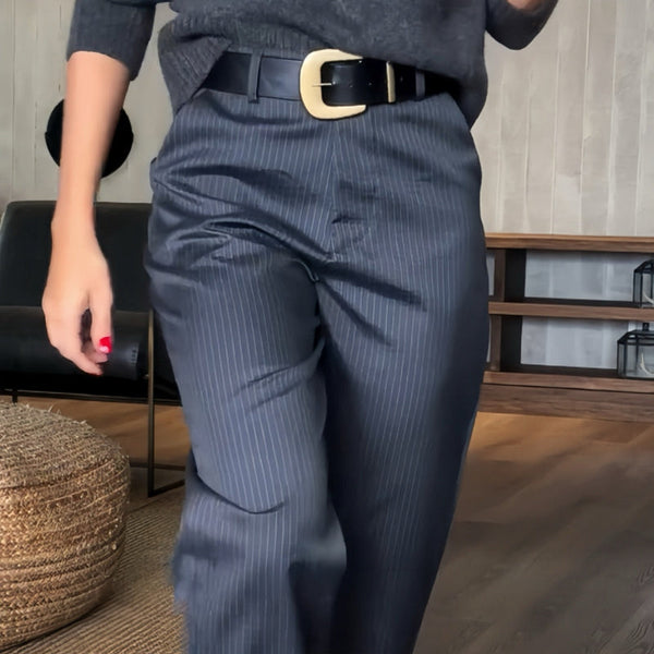 Mathilda | Pantalon Chic À Rayures Taille Haute