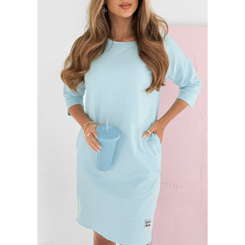 Mira | Robe À Manches 3/4 Avec Poches Et Encolure Ronde