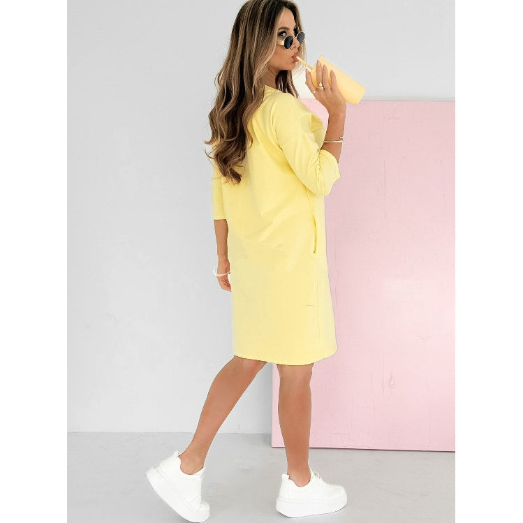 Mira | Robe À Manches 3/4 Avec Poches Et Encolure Ronde