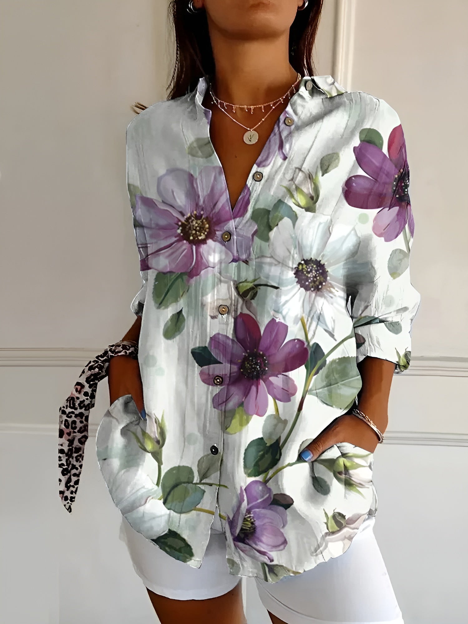 Jessie | Blouse Fleurie À Boutonnage Classique Et Coupe Ample
