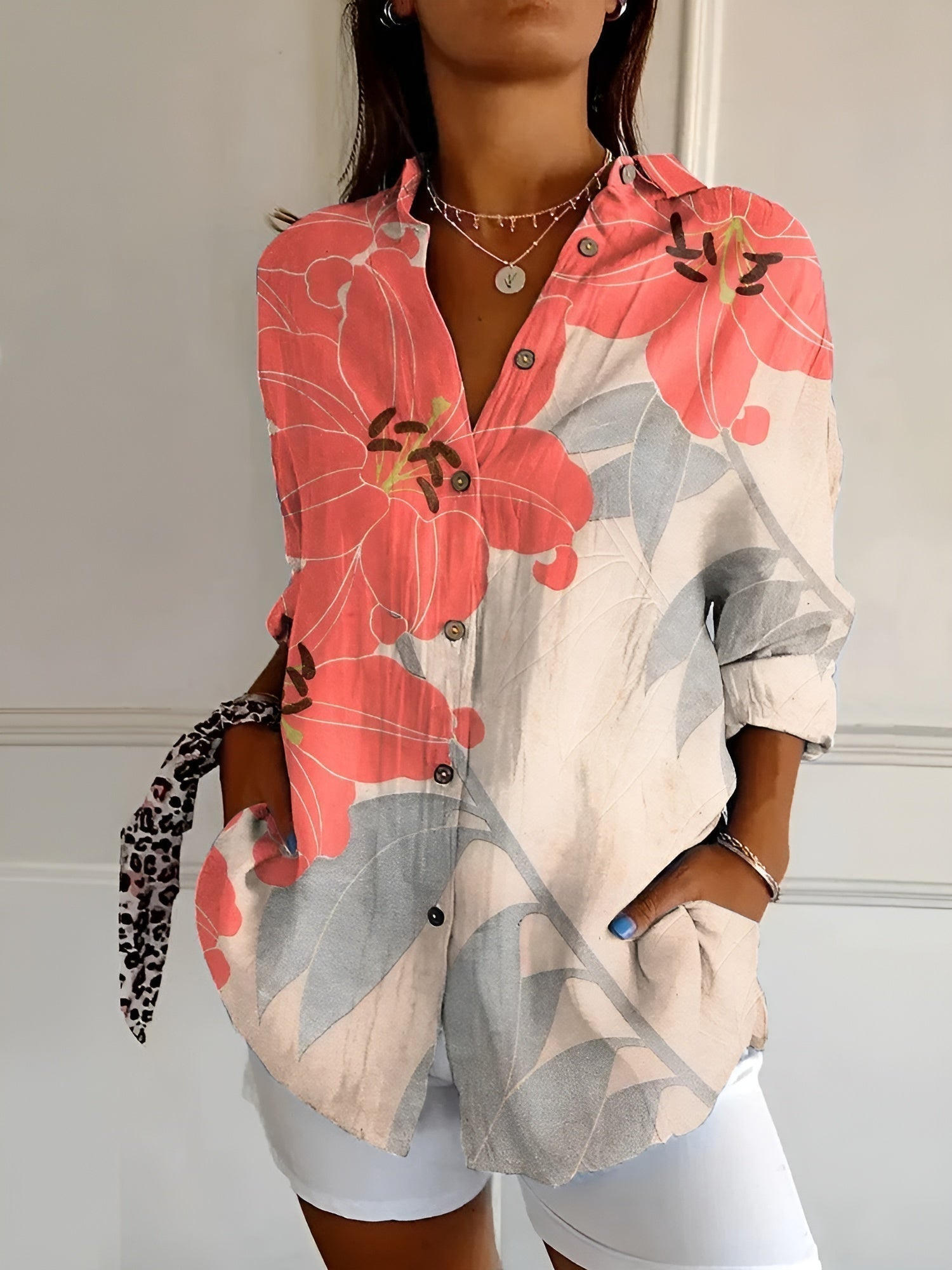 Jessie | Blouse Fleurie À Boutonnage Classique Et Coupe Ample