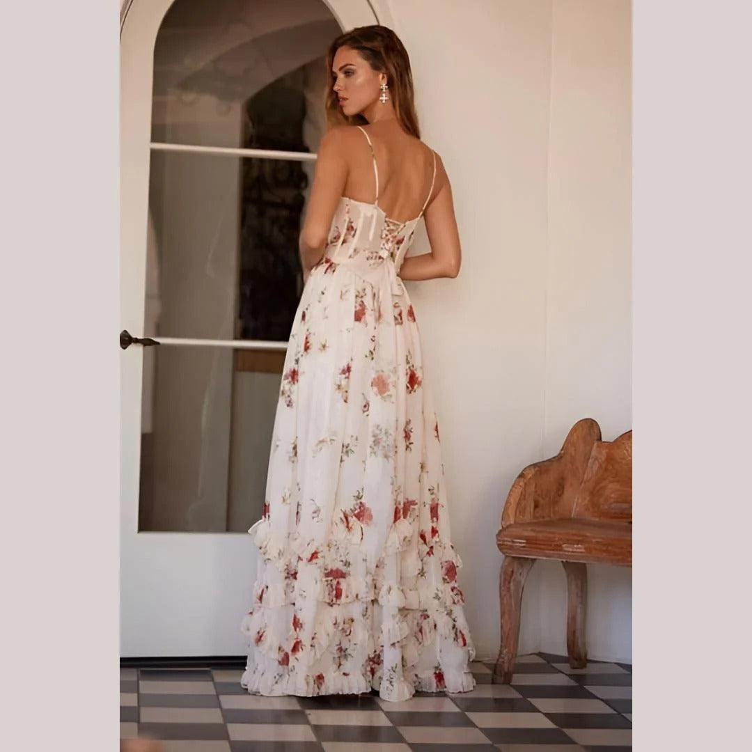 Richelle | Robe Midi Fleurie À Silhouette Cintrée
