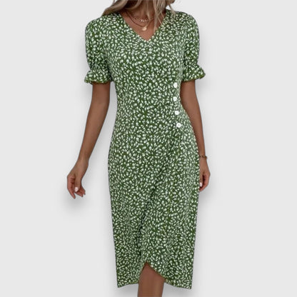 Clarita | Robe Fleurie Élégante À Manches Bouffantes
