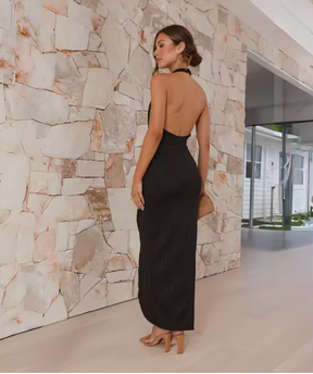 Maelis | Robe Midi Plissée À Encolure Haute