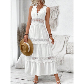 Giana | Robe Élégante À Col V Et Détails En Dentelle
