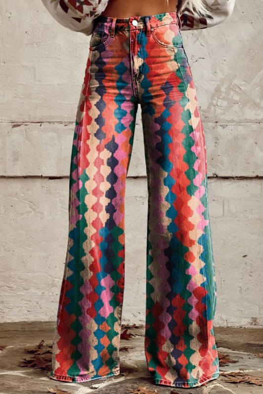 Sarrah | Jean Large À Motifs Colorés