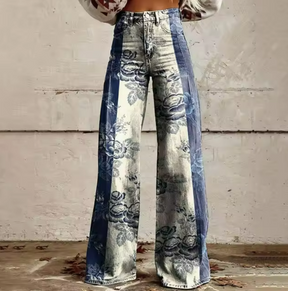 Leandra | Jean Évasé Patchwork Fleuri