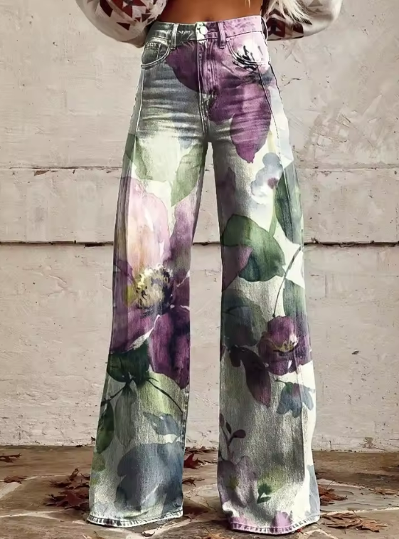 Britte | Jean Large Motif Floral Artistique