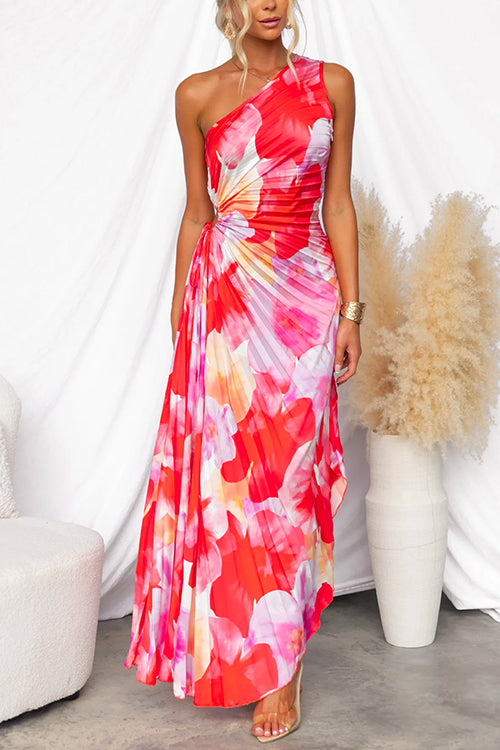 Talina | Robe Longue D’Été Plissée À Épaule Unique