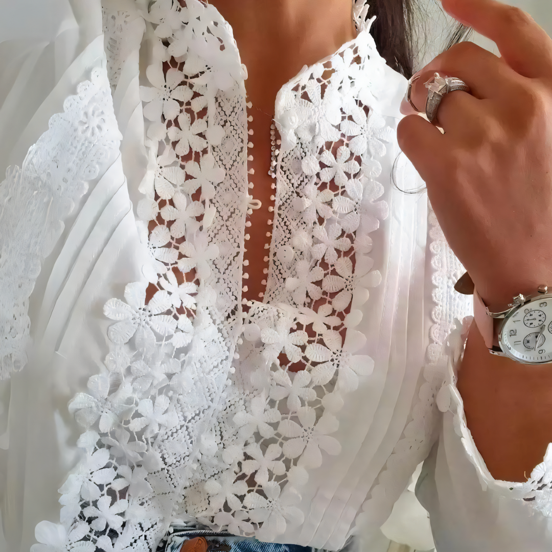 Helene | Blouse Fleurie En Dentelle