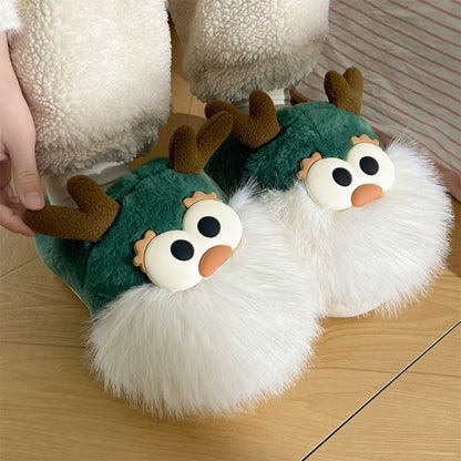Chaussons en Coton avec Motif de Renne de Noël - Piedis LTD Chaussons en Coton avec Motif de Renne de Noël Bottines Piedis LTD Vert / 36-37 Piedis LTD Bottines