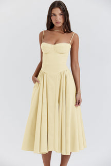 Ashley | Robe Midi Rétro à Bretelles Élégantes