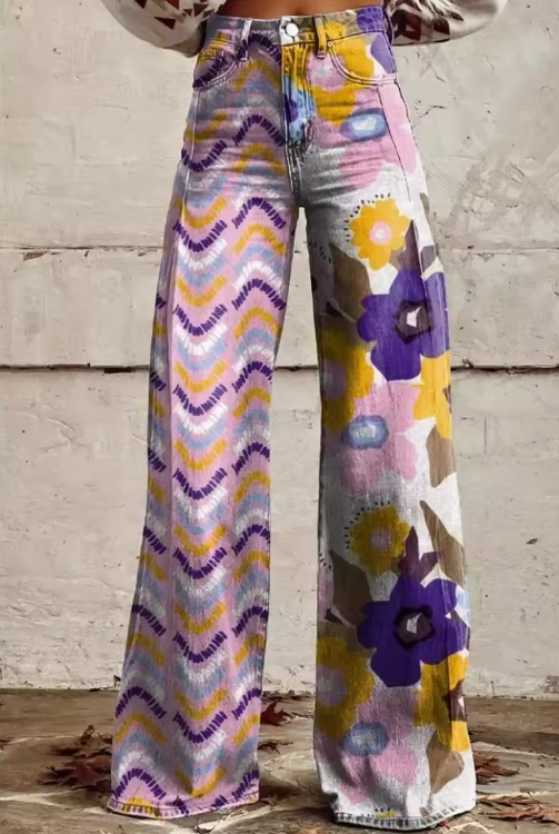 Kelly | Pantalon Large Imprimé Tendance