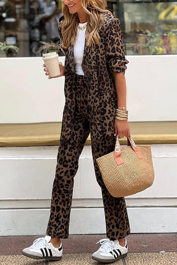 Loungewear Club – Ensemble Élégant à Imprimé Léopard
