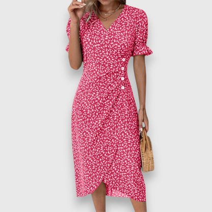 Clarita | Robe Fleurie Élégante À Manches Bouffantes