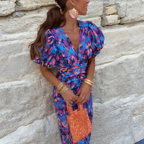 Thaïs | Robe De Fête Vive Et Féminine Avec Détails Spectaculaires