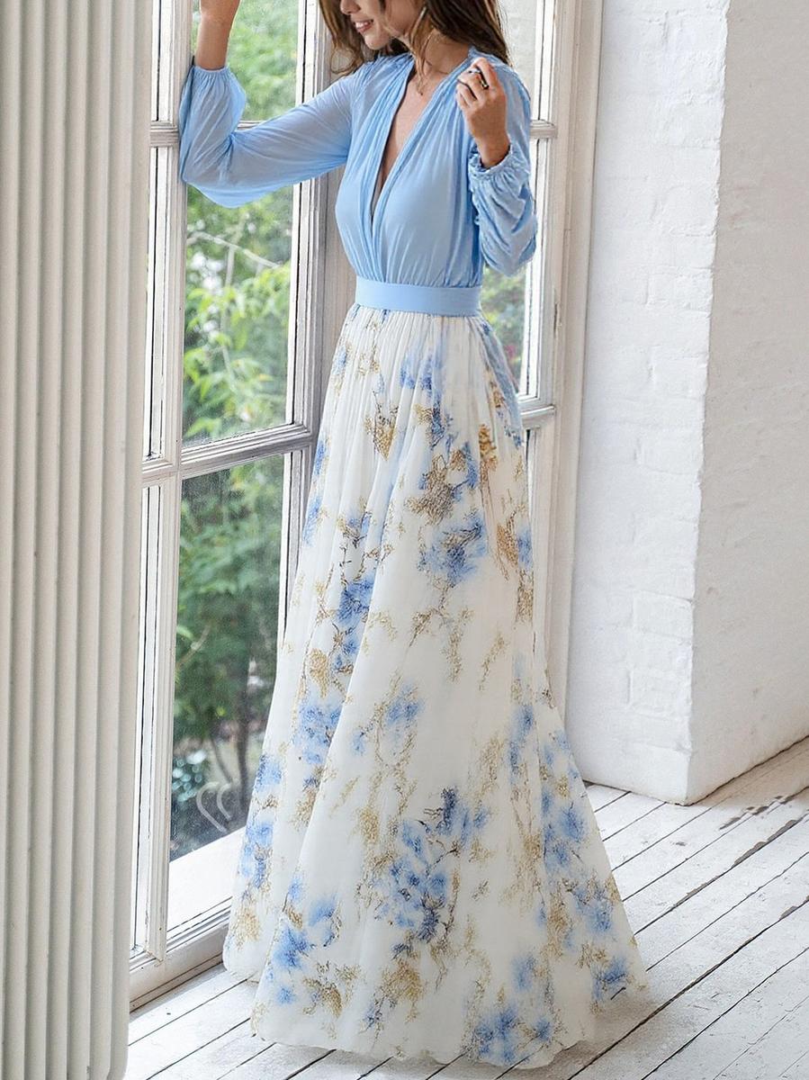 Elaria | Robe Longue À Imprimé Floral Et Décolleté En V