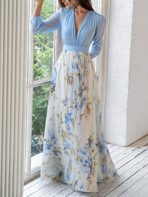 Elaria | Robe Longue À Imprimé Floral Et Décolleté En V