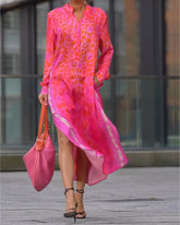 Vilma | Robe Midi Imprimé Léopard Avec Manches Longues Et Fente