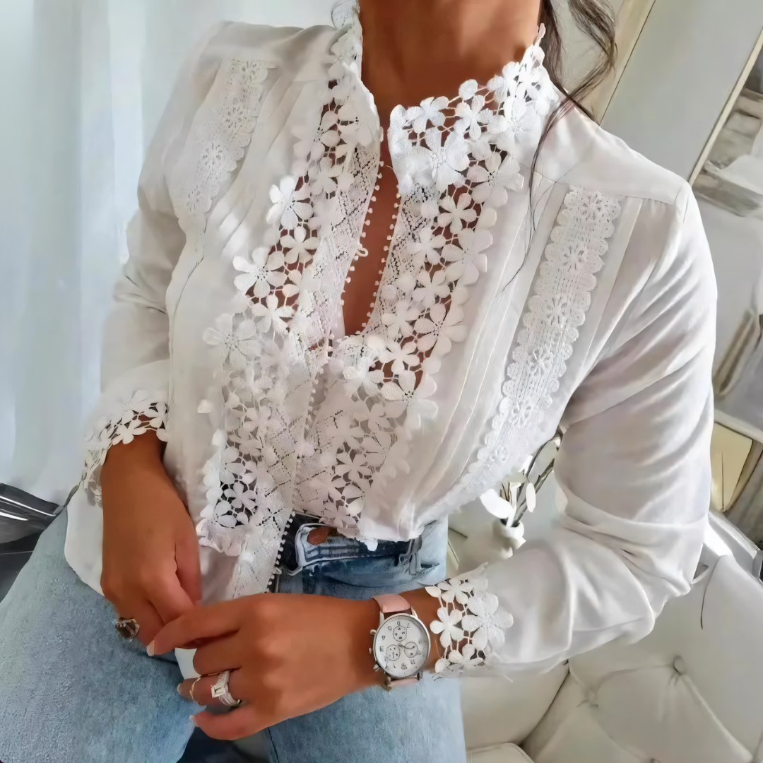 Helene | Blouse Fleurie En Dentelle