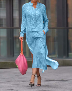 Vilma | Robe Midi Imprimé Léopard Avec Manches Longues Et Fente