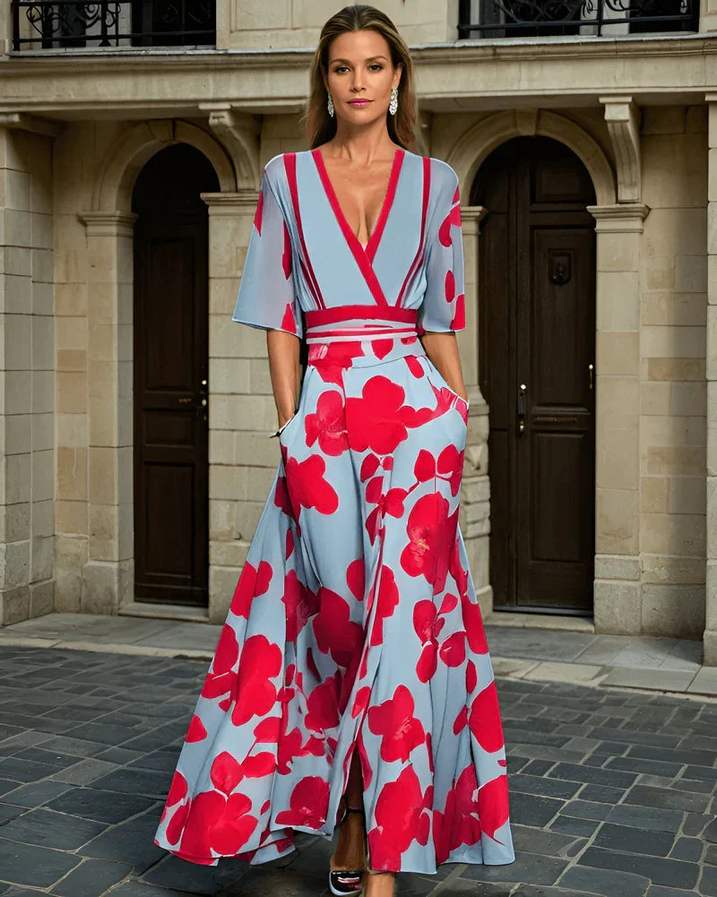 Ivanna | Robe Longue Portefeuille Fleurie