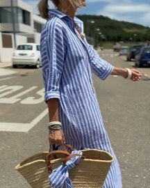 Colen | Robe Chemise Classique Rayée À Lacets