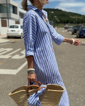 Colen | Robe Chemise Classique Rayée À Lacets